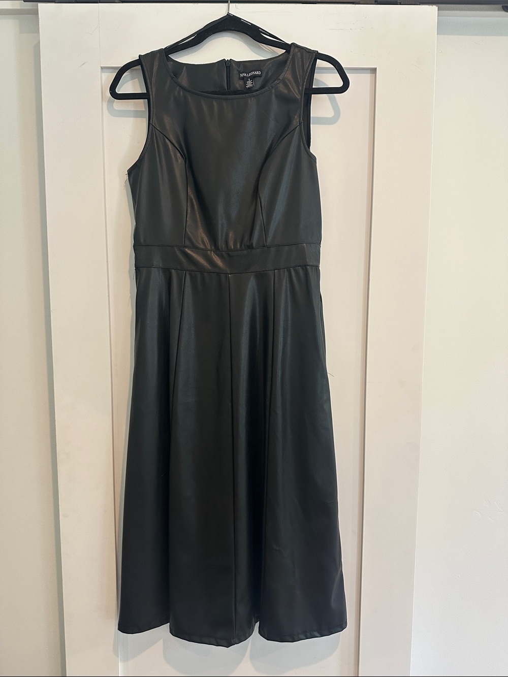 Black Faux-Leather Sleeveless Midi Dress